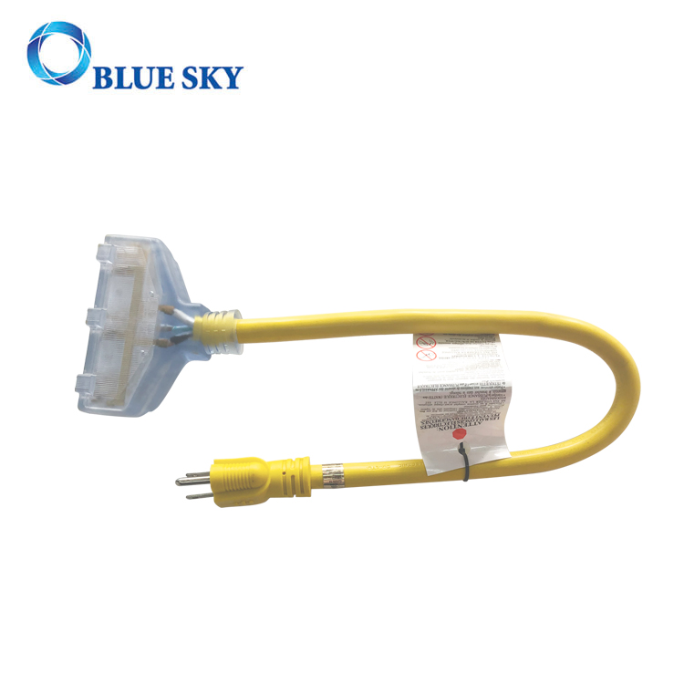 Transparent Connector 60 Cm Yellow Extension Electric Power Cord Cable for Vacuum Cleaners